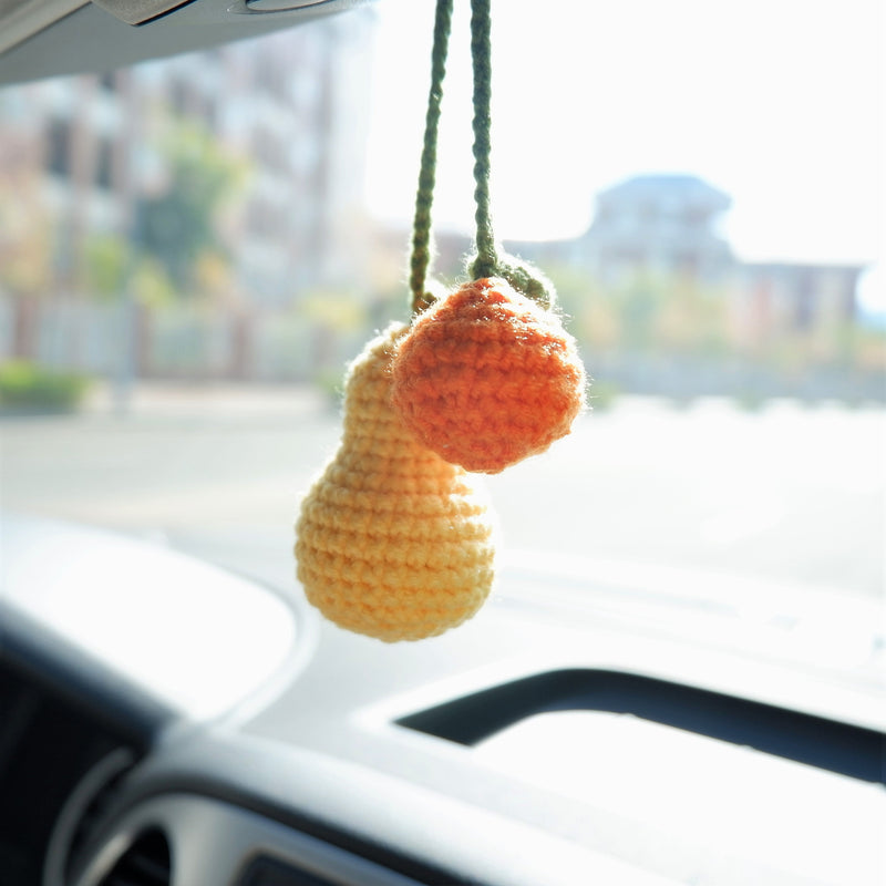 Crochet Orange Car Handing Charms Car Rear View Mirror Hanging