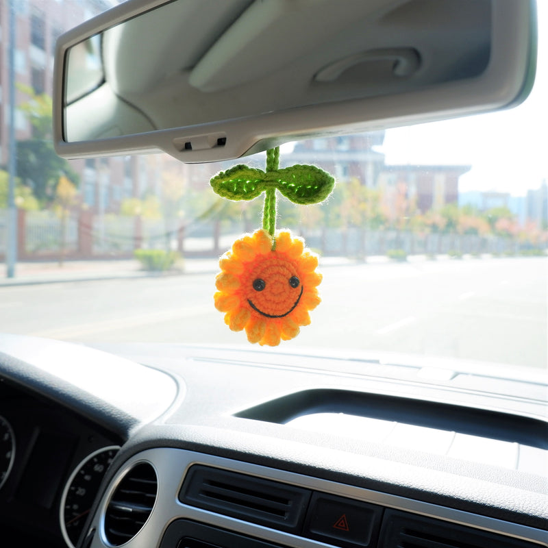 Sunflower Car Mirror Hanging Accessory, Cute Rear View Mirror Accessories,  Car Air Freshener Hanging, Boho Car Interior Accessory for Women 